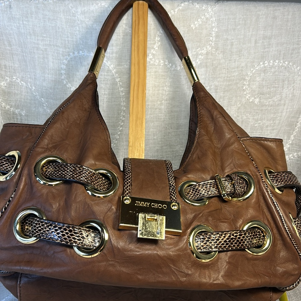 Jimmy Choo buttery soft glove leather with snake strap - Picture 1 of 16